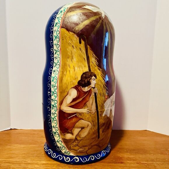 Matryoshka Nesting Dolls Life of Jesus Christ Nativity 10 Pcs Russian Signed VTG - Picture 2 of 14